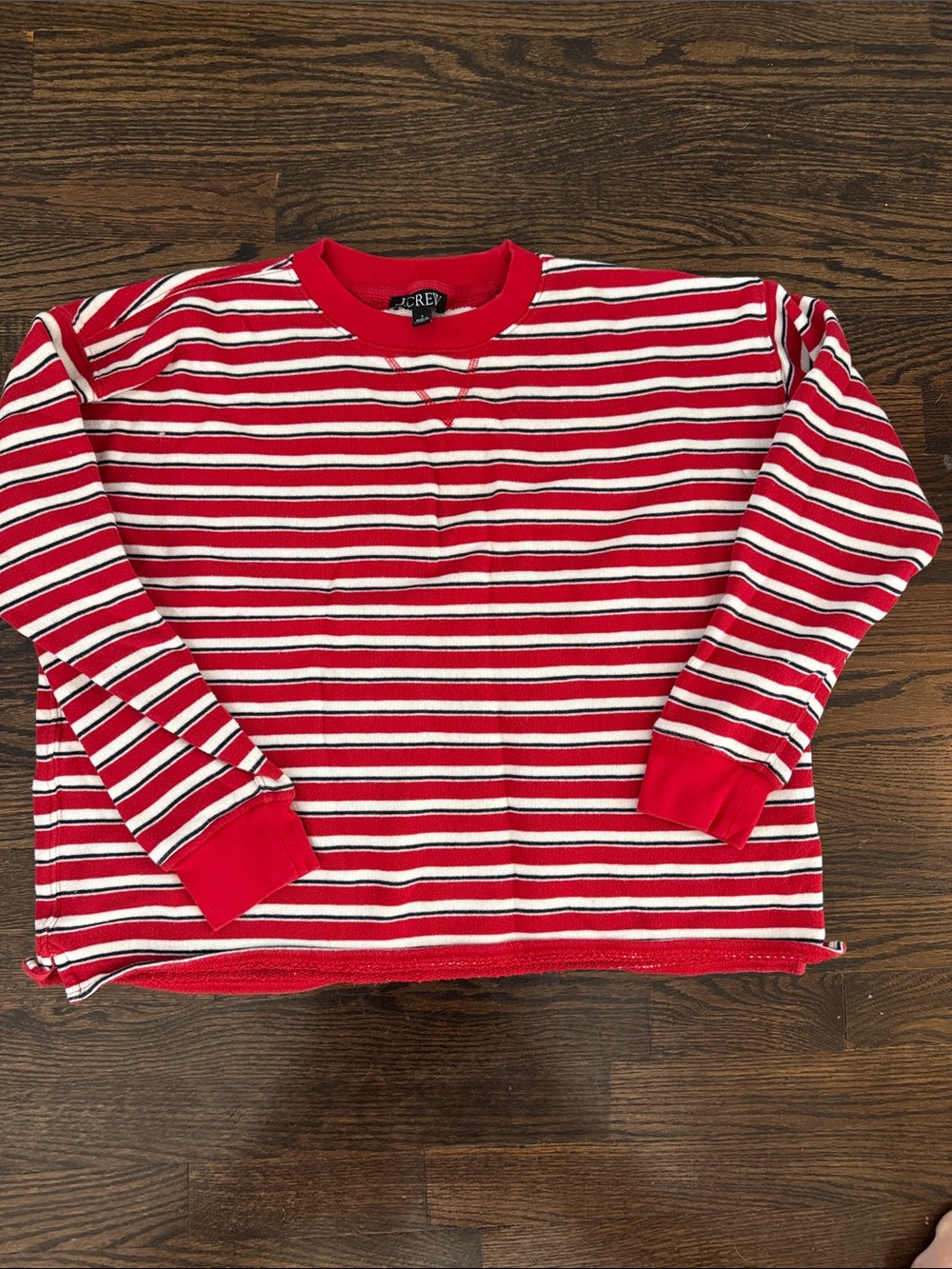 J. Crew Heritage Terry Sweatshirt In Red White & Blue Stripe